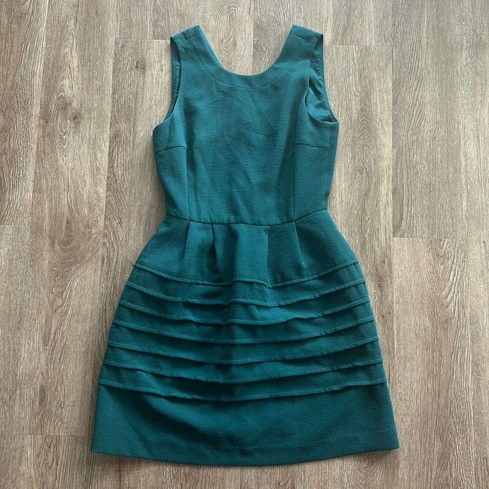 Madewell Fit & Flare Emerald Green Dress Size‎ 2 Holiday Pockets